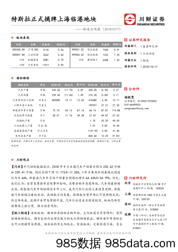 制造业观察：特斯拉正式摘牌上海临港地块_川财证券