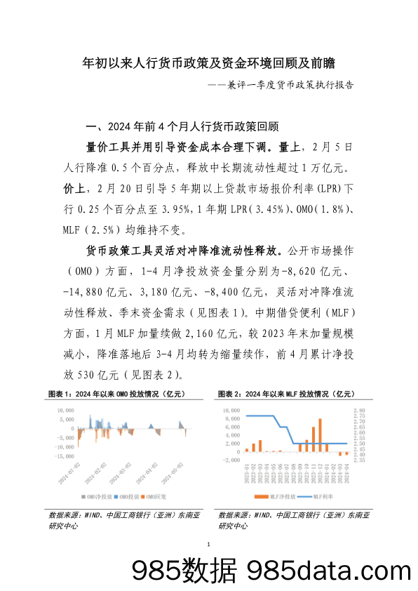 年初以来人行货币政策及资金环境回顾及前瞻-240522-工银亚洲插图1