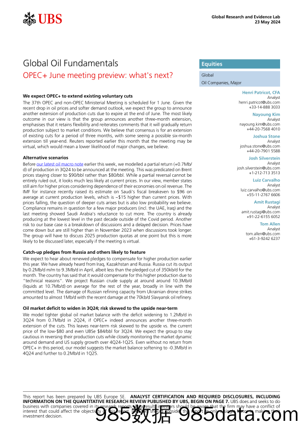 UBS Equities-Global Oil Fundamentals _OPEC+ June meeting preview whats ...-108367390