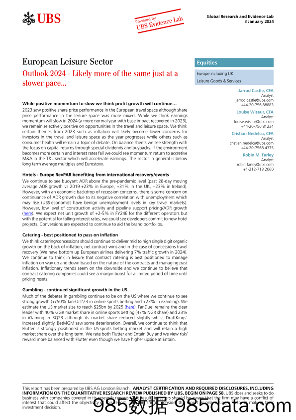 UBS Equities-European Leisure Sector _Outlook 2024 - Likely more of the s...-105700920