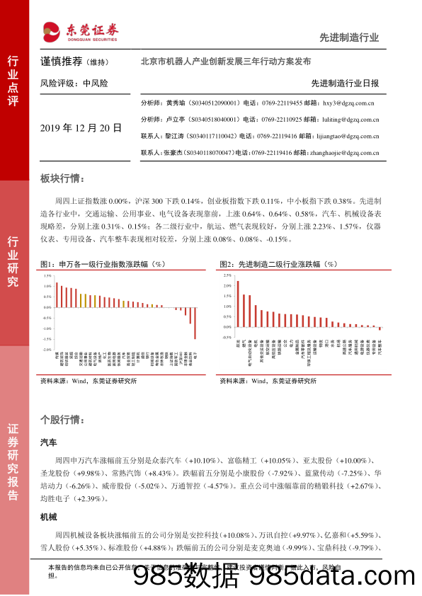 2019-12-20_策略报告_先进制造行业日报：北京市机器人产业创新发展三年行动方案发布_东莞证券