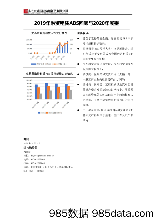 2020-01-20_策略报告_2019年融资租赁ABS回顾与2020年展望_东方金诚国际信用评估