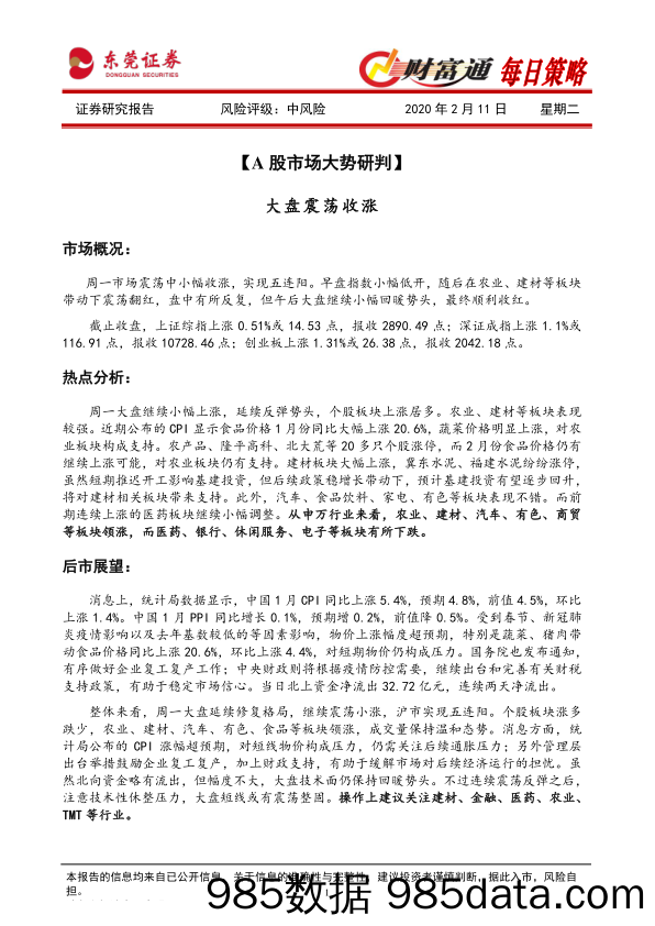 2020-02-11_策略报告_财富通每日策略_东莞证券