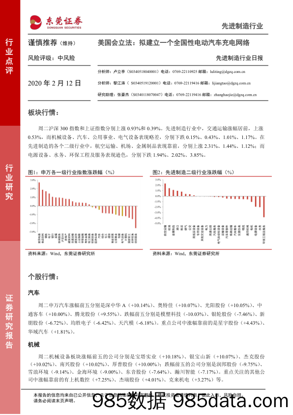 2020-02-12_策略报告_先进制造行业日报：美国会立法：拟建立一个全国性电动汽车充电网络_东莞证券