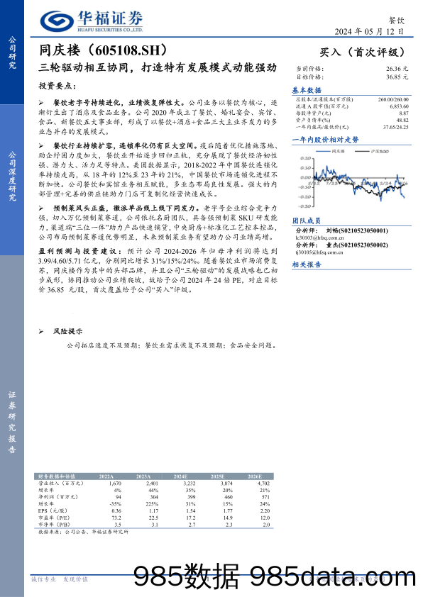 同庆楼-605108.SH-三轮驱动相互协同，打造特有发展模式动能强劲-20240512-华福证券