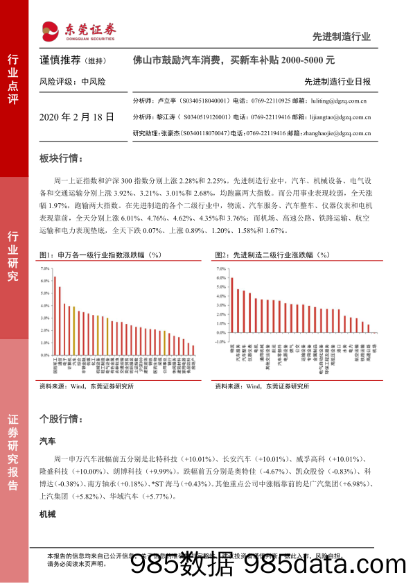 2020-02-18_策略报告_先进制造行业日报：佛山市鼓励汽车消费，买新车补贴2000-5000元_东莞证券