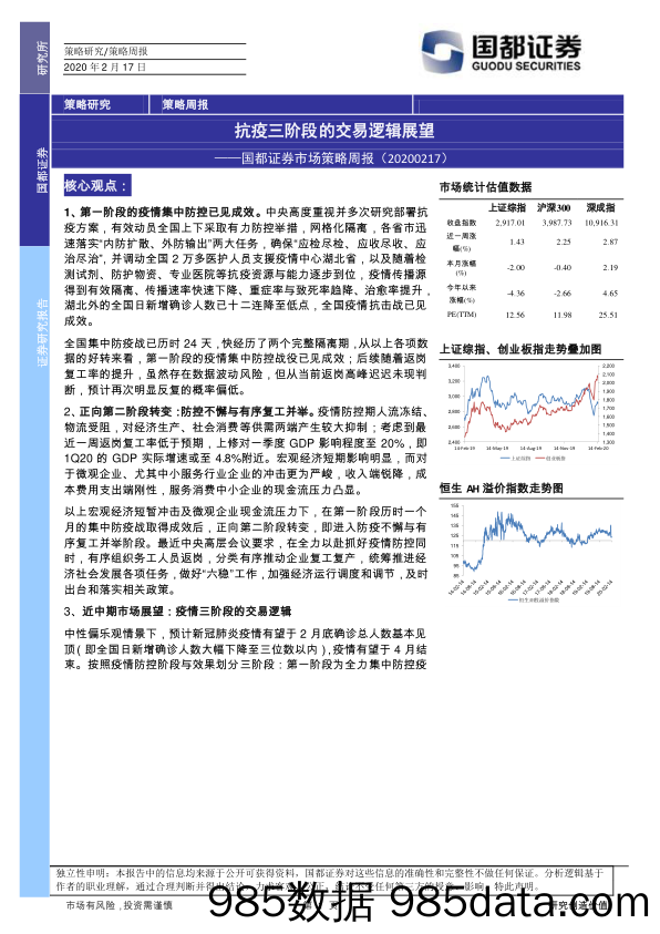 2020-02-19_策略报告_市场策略周报：抗疫三阶段的交易逻辑展望_国都证券