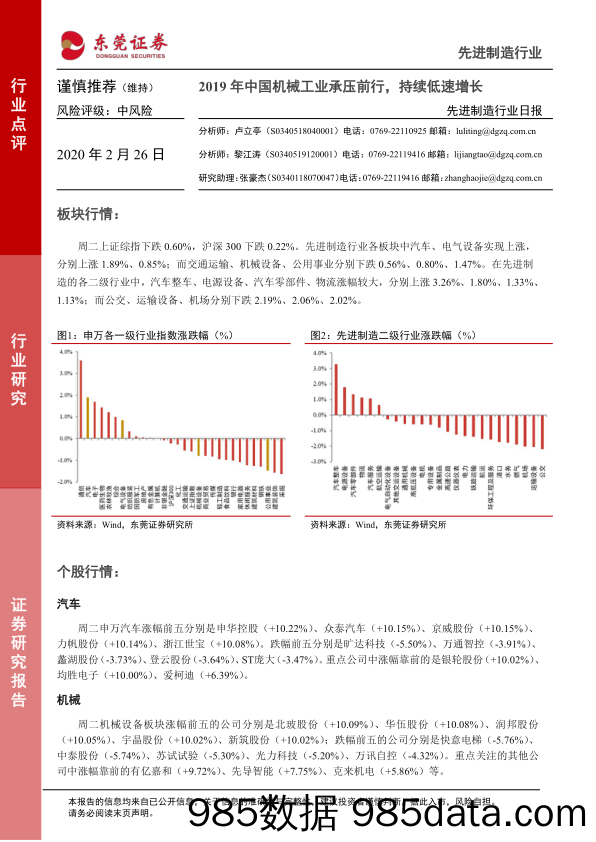 2020-02-26_策略报告_先进制造行业日报：2019年中国机械工业承压前行，持续低速增长_东莞证券