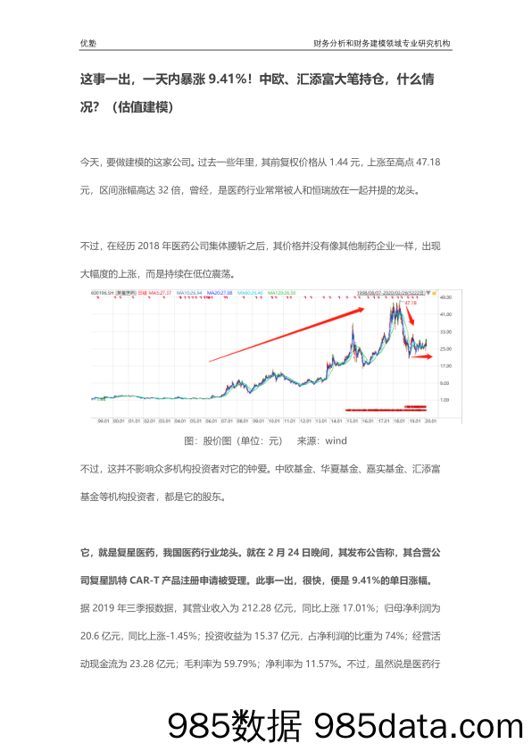 2020-02-28_策略报告_这事一出，一天内暴涨9.41%！中欧、汇添富大笔持仓，什么情况？（估值建模）_并购优塾