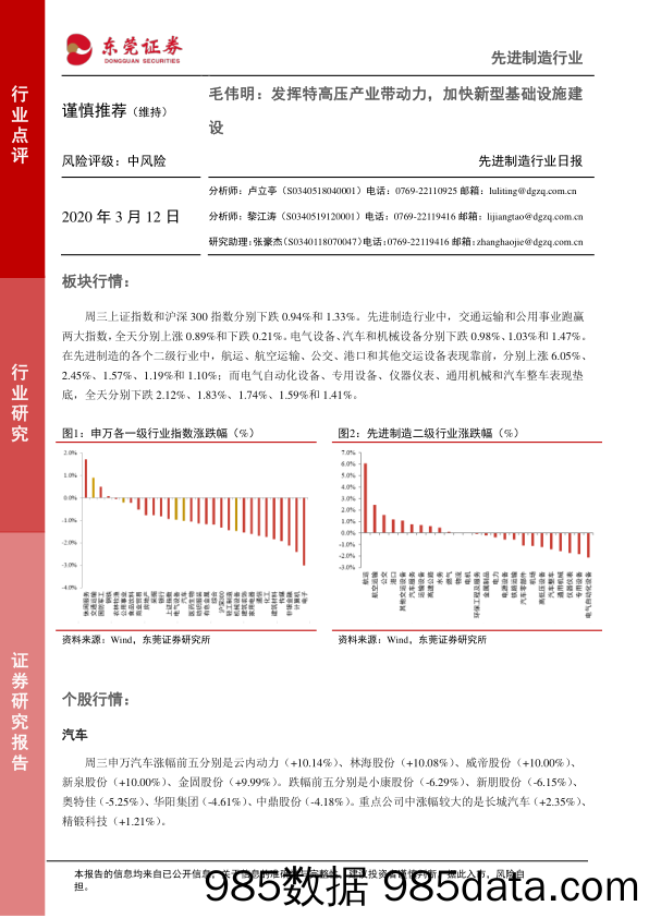 2020-03-12_策略报告_先进制造行业日报：毛伟明：发挥特高压产业带动力，加快新型基础设施建设_东莞证券