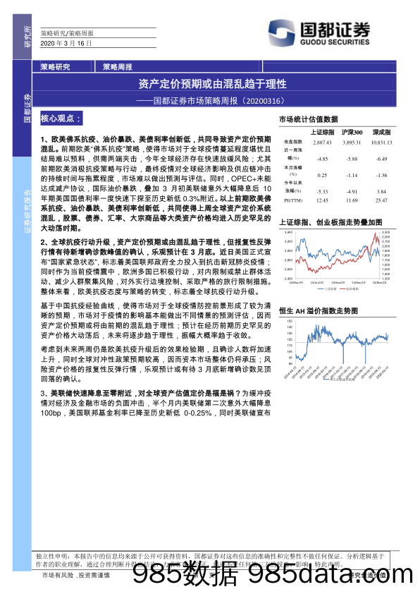 2020-03-16_策略报告_市场策略周报：资产定价预期或由混乱趋于理性_国都证券