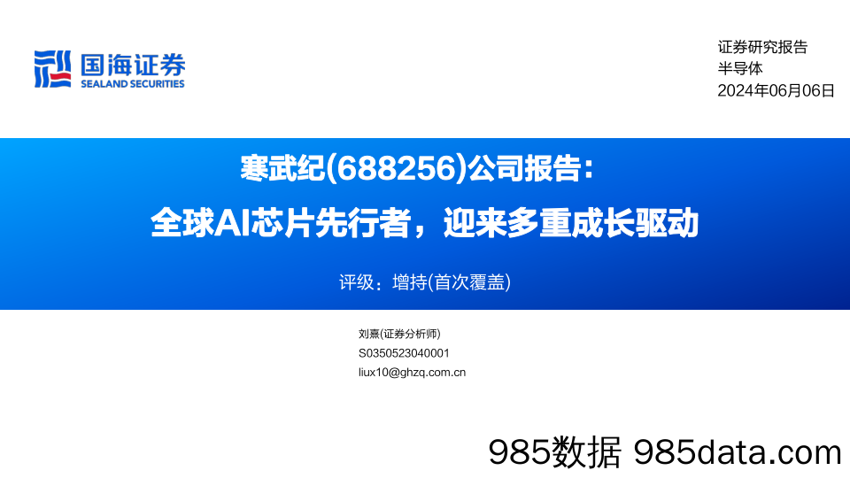 寒武纪(688256)公司报告：全球AI芯片先行者，迎来多重成长驱动-240606-国海证券