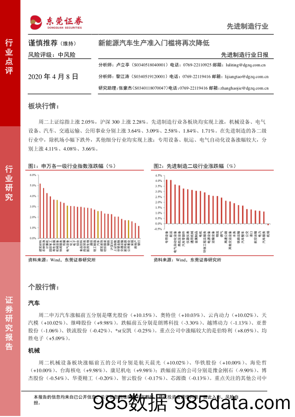 2020-04-08_策略报告_先进制造行业日报：新能源汽车生产准入门槛将再次降低_东莞证券