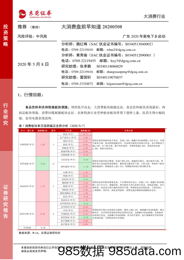 2020-05-08_策略报告_大消费盘前早知道：广东2020年家电下乡启动_东莞证券