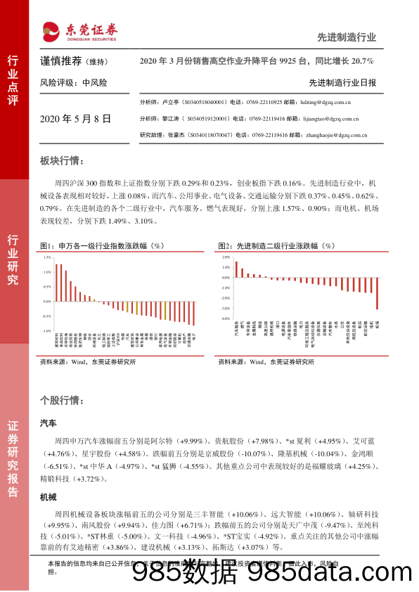 2020-05-08_策略报告_先进制造行业日报：2020年3月份销售高空作业升降平台9925台，同比增长20.7%_东莞证券