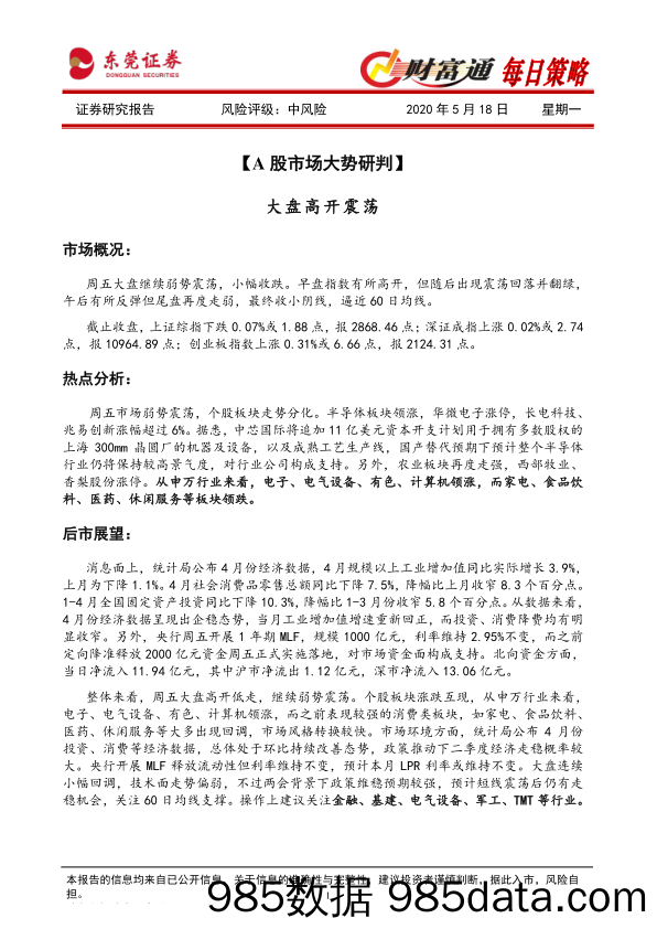 2020-05-18_策略报告_财富通每日策略_东莞证券