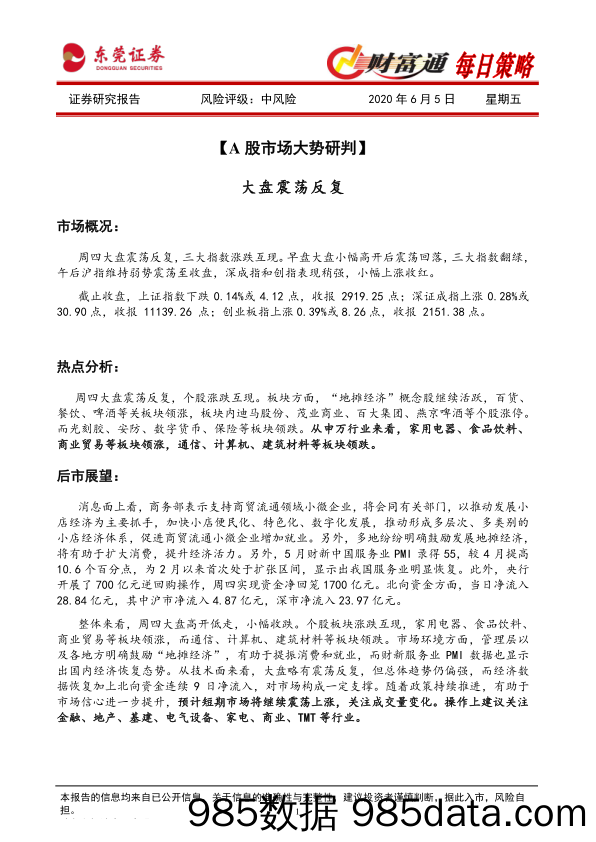 2020-06-05_策略报告_财富通每日策略_东莞证券