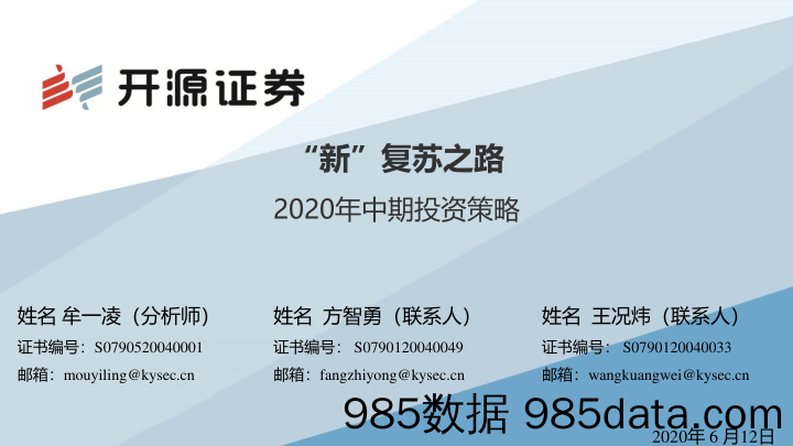 2020-06-16_策略报告_2020年中期投资策略：“新”复苏之路_开源证券