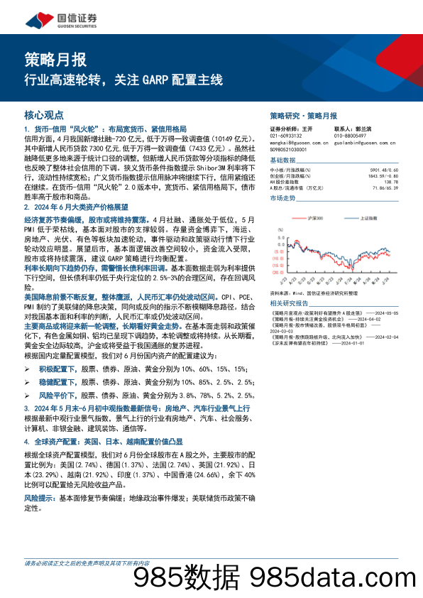 策略月报：行业高速轮转，关注GARP配置主线-240605-国信证券