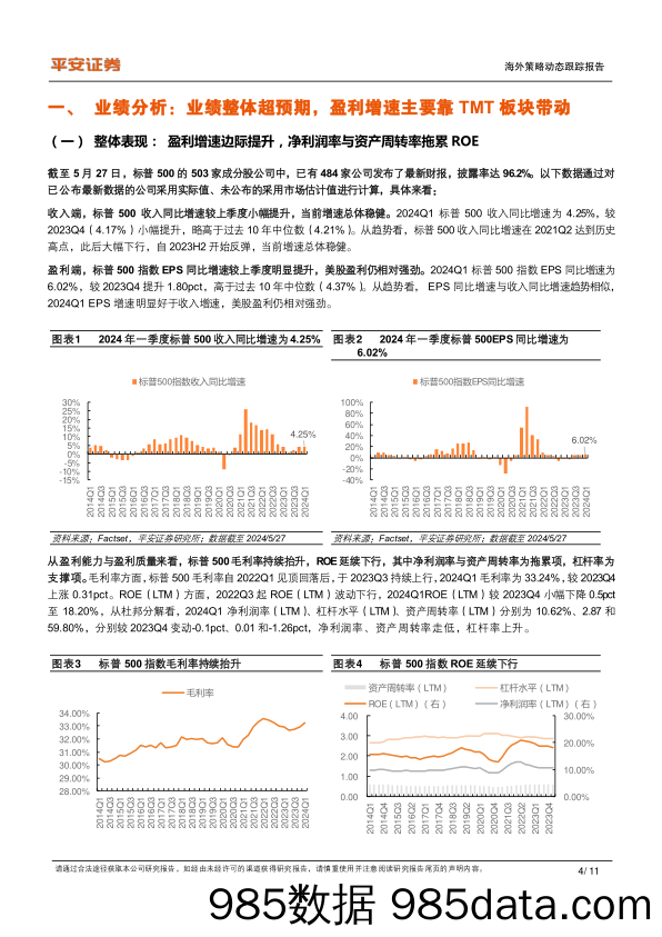 美股2024Q1业绩综述：整体业绩盈利超预期，TMT板块领涨-240602-平安证券插图3