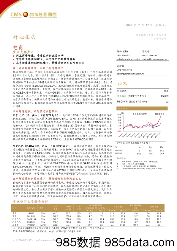 2020-07-20_策略报告_电商：重回光辉岁月_招商证券(香港)