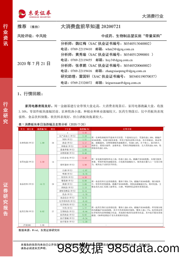 2020-07-21_策略报告_大消费盘前早知道：中成药、生物制品望实施“带量采购”_东莞证券