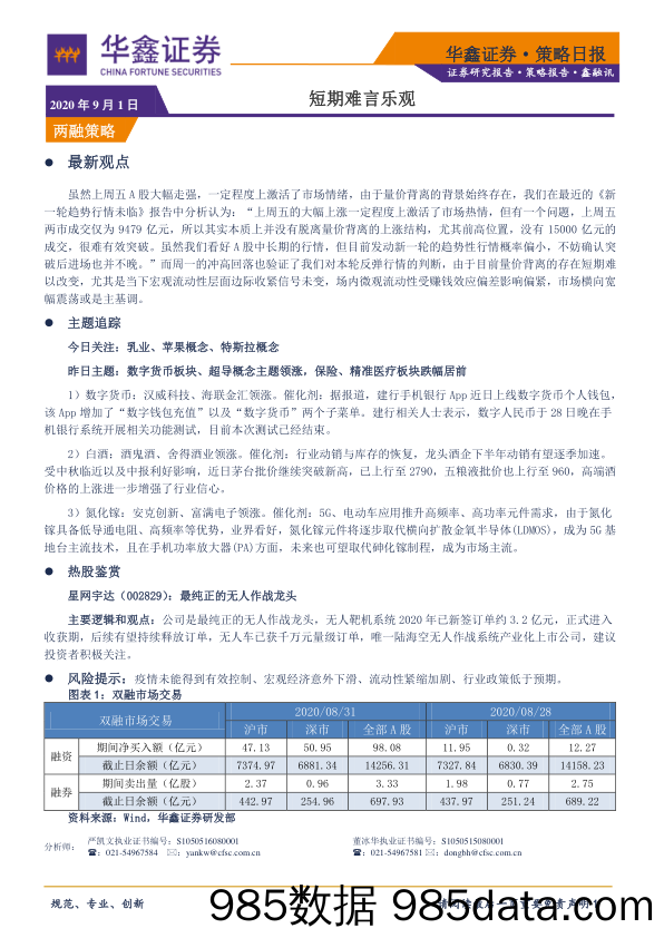 2020-09-01_策略报告_策略日报：短期难言乐观_华鑫证券