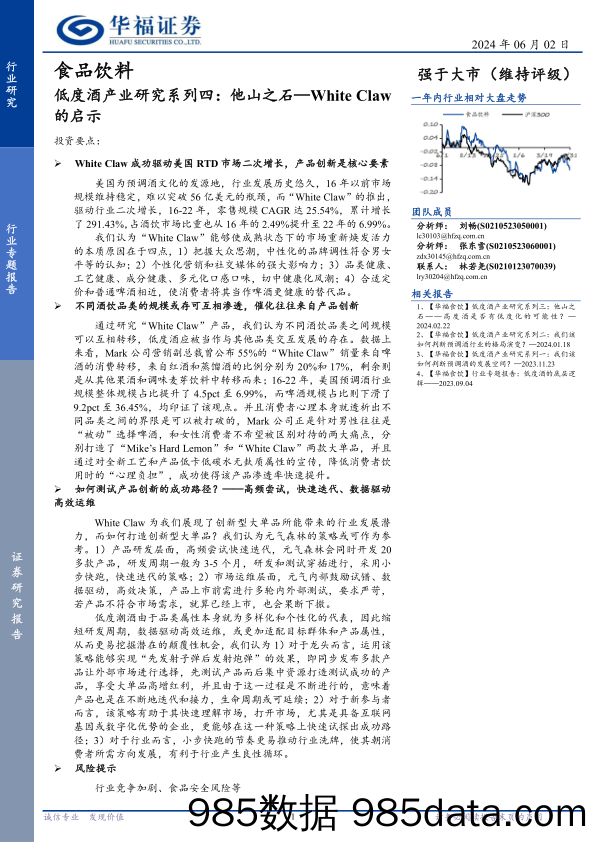 食品饮料行业低度酒产业研究系列四：他山之石，White+Claw的启示-240602-华福证券