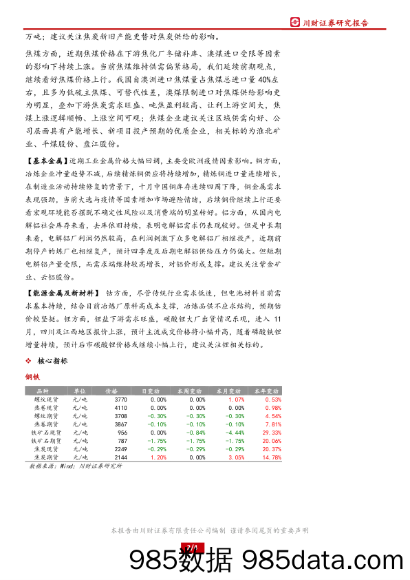 2020-11-06_策略报告_材料行业日报：关注焦炭新旧产能更替对供给的影响_川财证券插图1