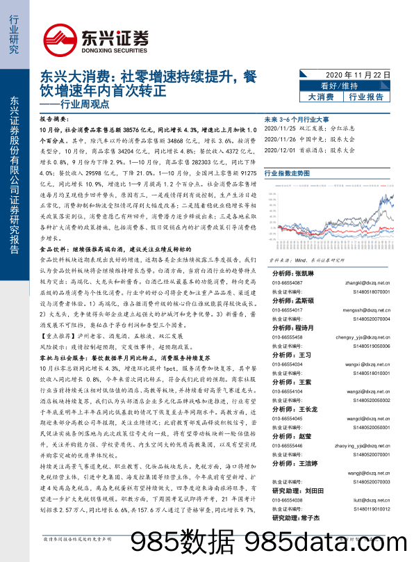 2020-11-25_策略报告_大消费行业周观点：社零增速持续提升，餐饮增速年内首次转正_东兴证券