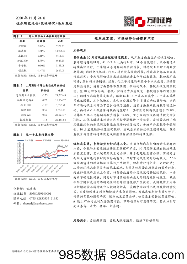 2020-11-26_策略报告_每周策略：短期或震荡，市场趋势向好逻辑不变_万和证券