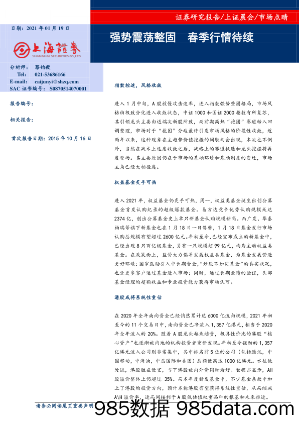 2021-01-19_策略报告_市场点睛：强势震荡整固 春季行情待续_上海证券