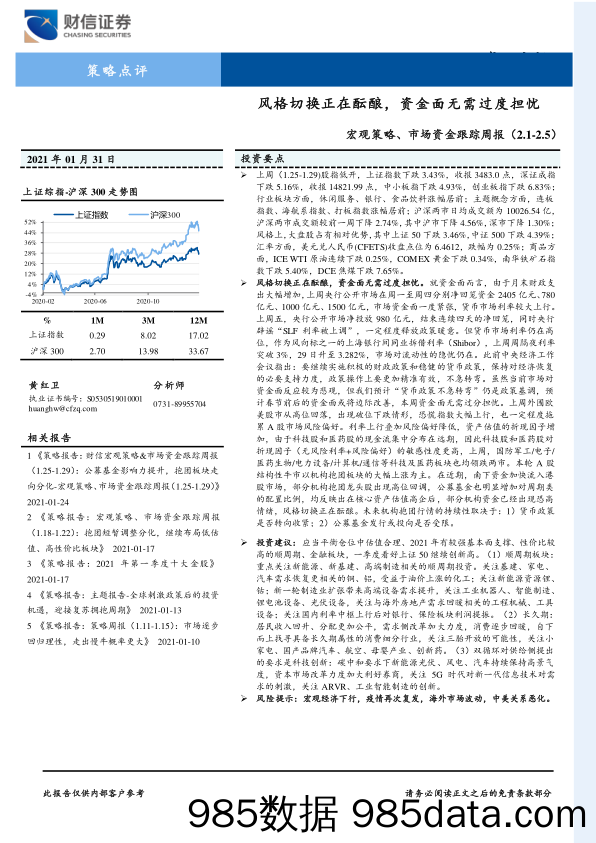 2021-02-01_策略报告_宏观策略、市场资金跟踪周报：风格切换正在酝酿，资金面无需过度担忧_财信证券