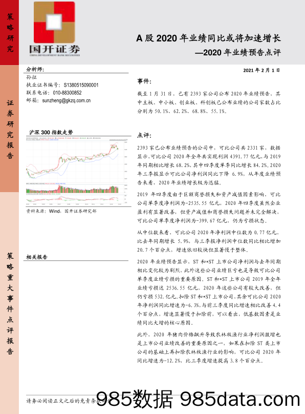 2021-02-02_策略报告_2020年业绩预告点评：A股2020年业绩同比或将加速增长_国开证券