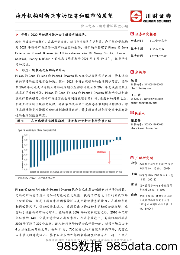 2021-02-19_策略报告_他山之石·海外精译第250期：海外机构对新兴市场经济和股市的展望_川财证券