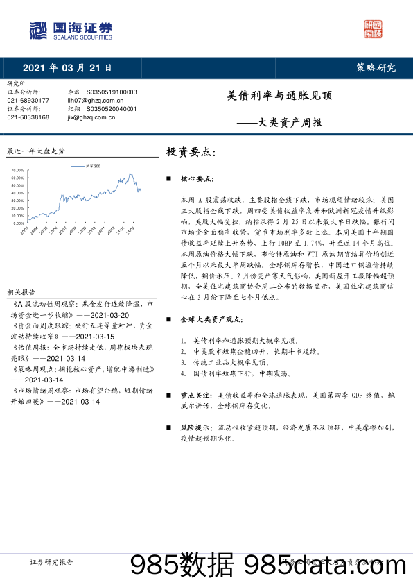 2021-03-22_策略报告_大类资产周报：美债 利率与通胀见顶_国海证券插图