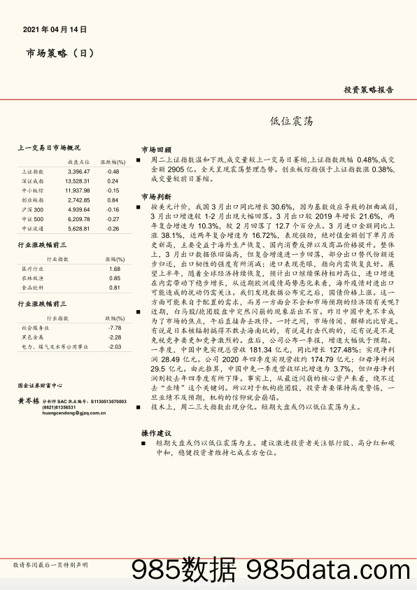 2021-04-15_策略报告_市场策略（日）：低位震荡_国金证券