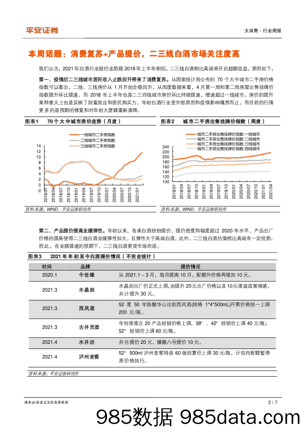 2021-04-26_策略报告_大消费行业周报：消费复苏+产品提价，二三线白酒市场关注度高_平安证券插图1