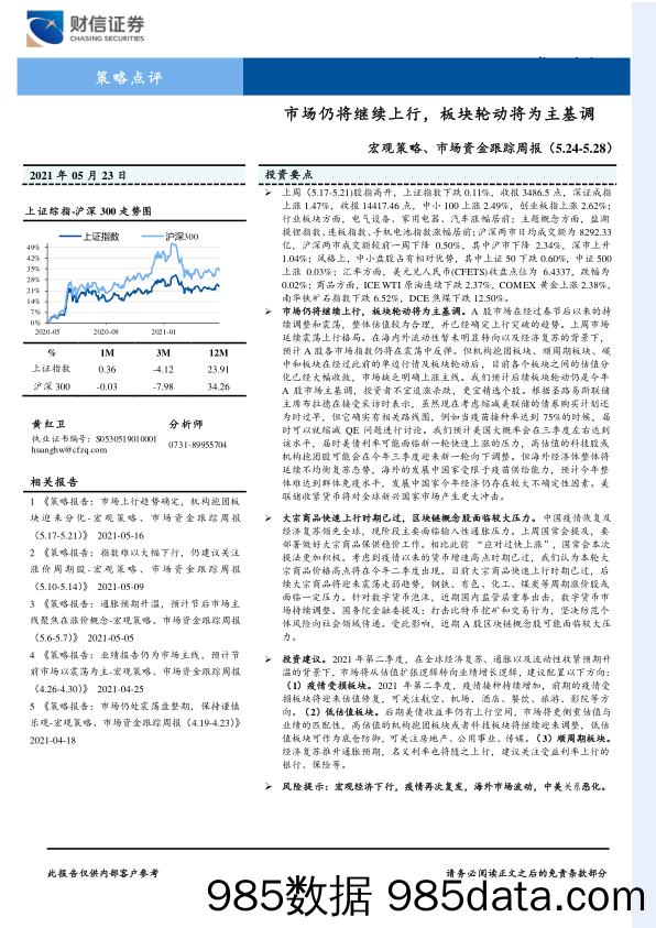 2021-05-24_策略报告_宏观策略、市场资金跟踪周报：市场仍将继续上行，板块轮动将为主基调_财信证券