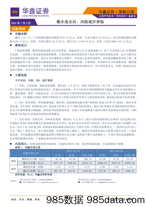 2021-07-02_策略报告_策略日报：潮水退去后，风险逐步来临_华鑫证券