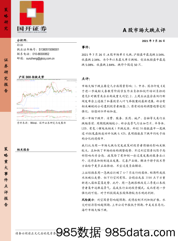 2021-07-26_策略报告_A股市场大跌点评_国开证券