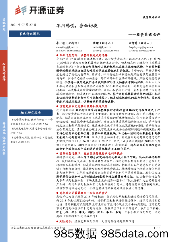 2021-07-28_策略报告_投资策略点评：不用恐慌，务必切换_开源证券