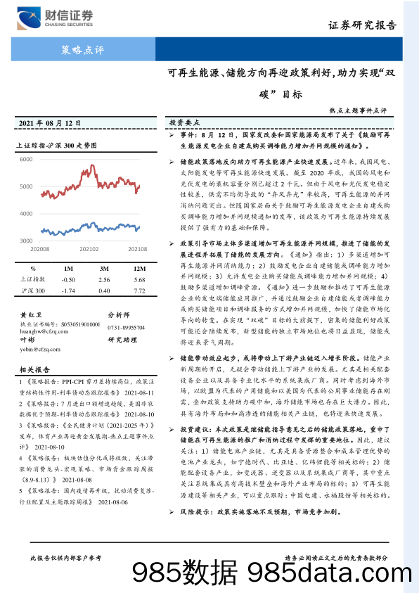 2021-08-17_策略报告_热点主题事件点评：可再生能源、储能方向再迎政策利好，助力实现“双碳”目标_财信证券