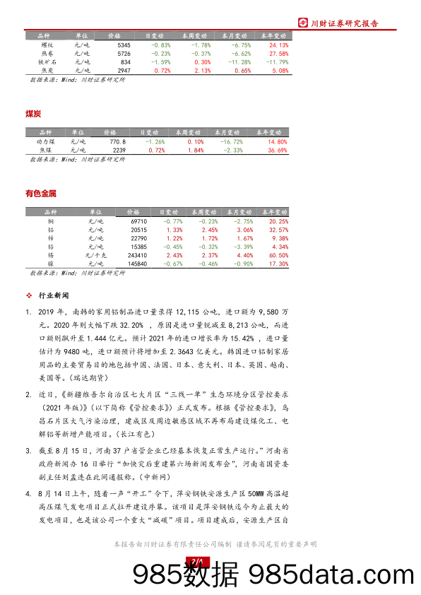 2021-08-17_策略报告_能源材料行业每日点评及数据跟踪_川财证券插图1