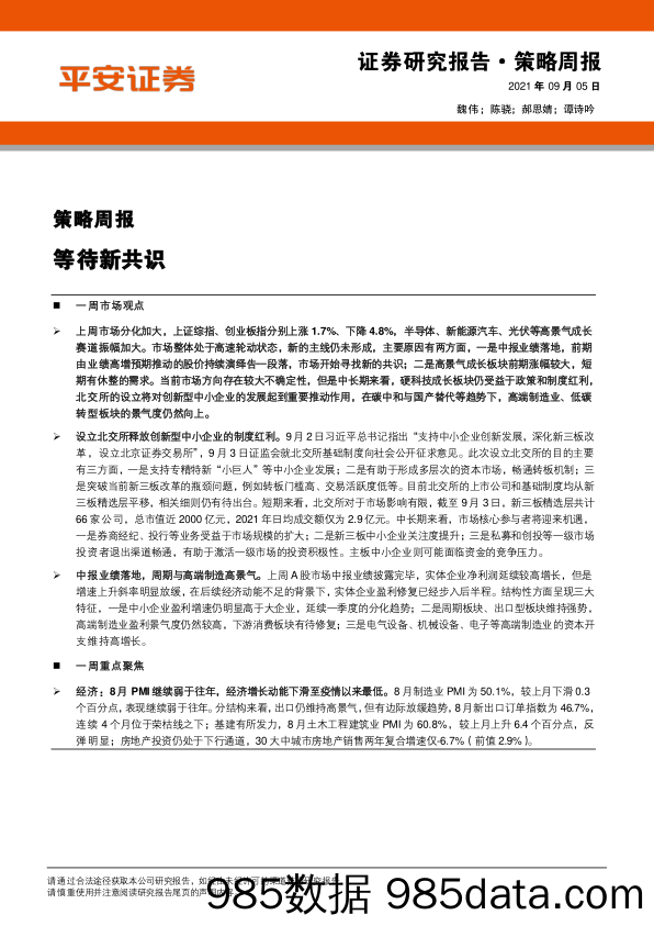 2021-09-06_策略报告_策略周报：等待新共识_平安证券