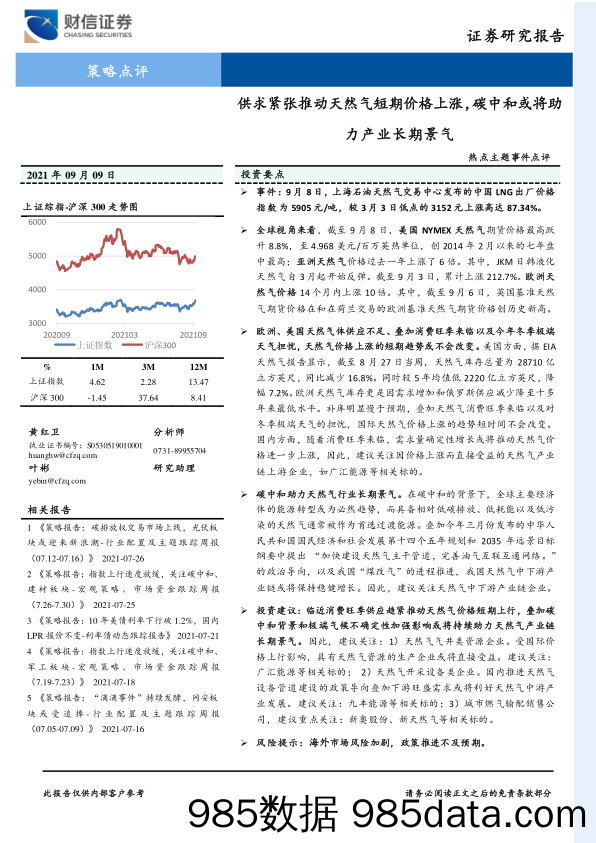 2021-09-14_策略报告_热点主题事件点评：供求紧张推动天然气短期价格上涨，碳中和或将助力产业长期景气_财信证券