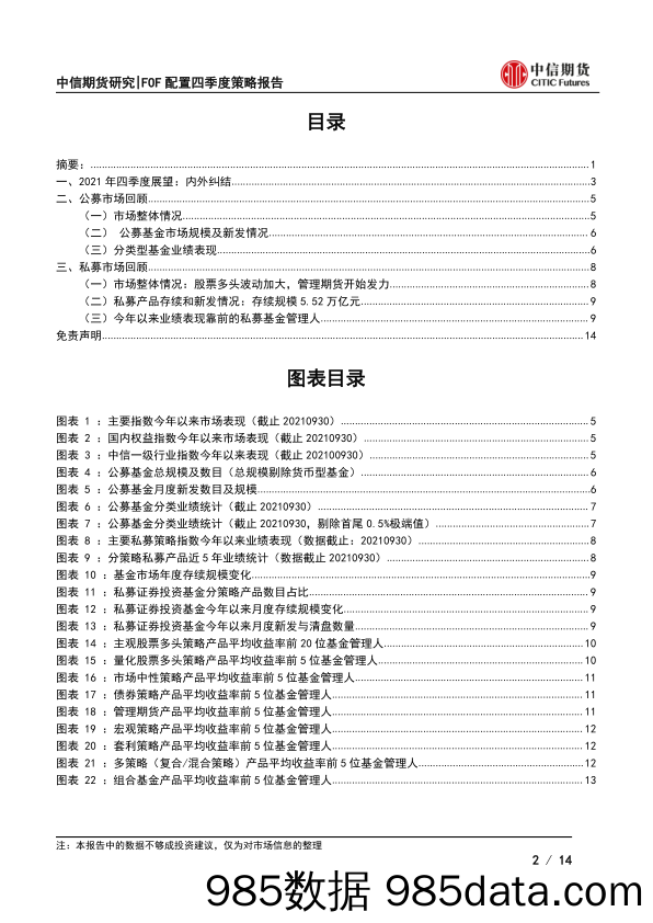 2021-10-13_策略报告_FOF配置四季度策略报告：内外因素仍在发酵，风格漂移引关注_中信期货插图1