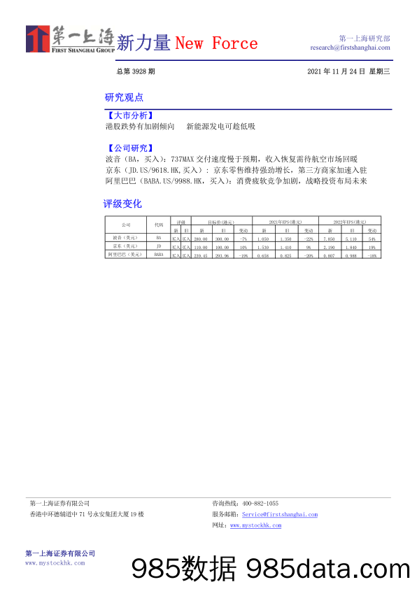 2021-11-24_策略报告_新力量New Force总第3928期_第一上海证券