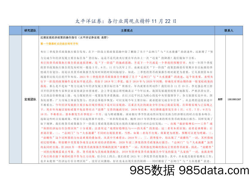 2021-12-01_策略报告_各行业周观点精粹_太平洋证券