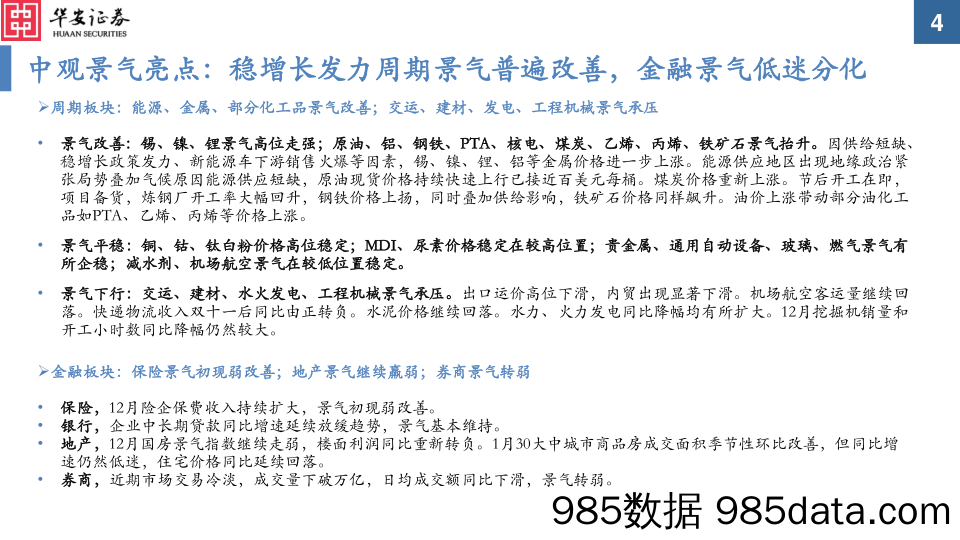 2022-02-14_策略报告_中观景气纵览第9期：稳增长发力带动周期景气上行，成长消费金融结构分化加深_华安证券插图3